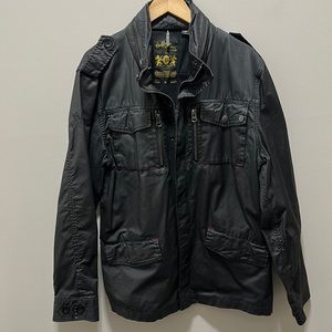 Buffalo by David Bitton waxed cotton, hooded jacket, size (XL)arge, Black